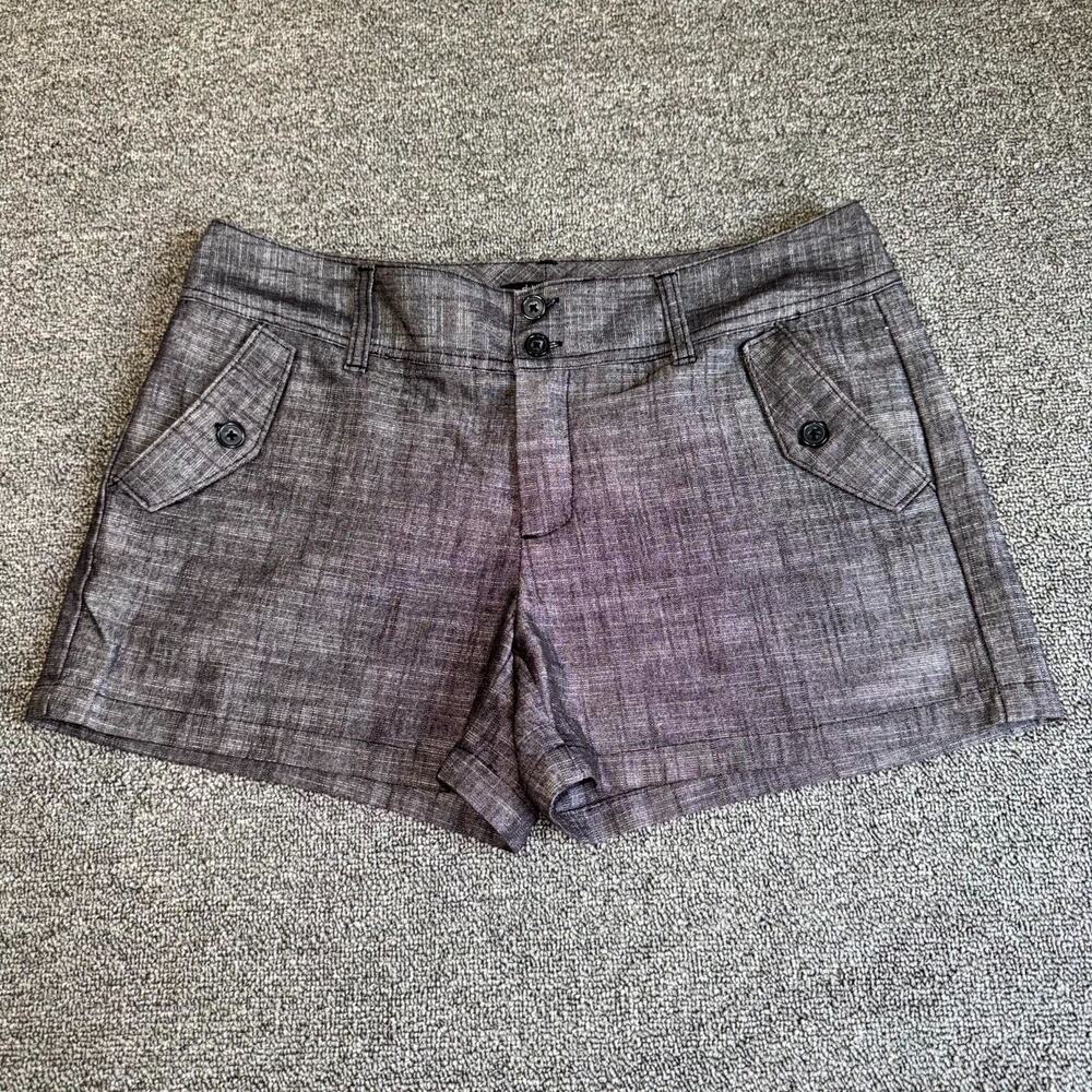 Y2K Daisy Fuentes Shorts Women's 6 Gray Onyx Crosshatch Stretch Pockets Casual